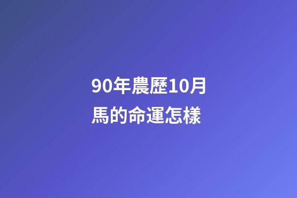 90年農歷10月馬的命運怎樣 (90年10月份屬馬的人命運)-第1張-觀點-玄機派